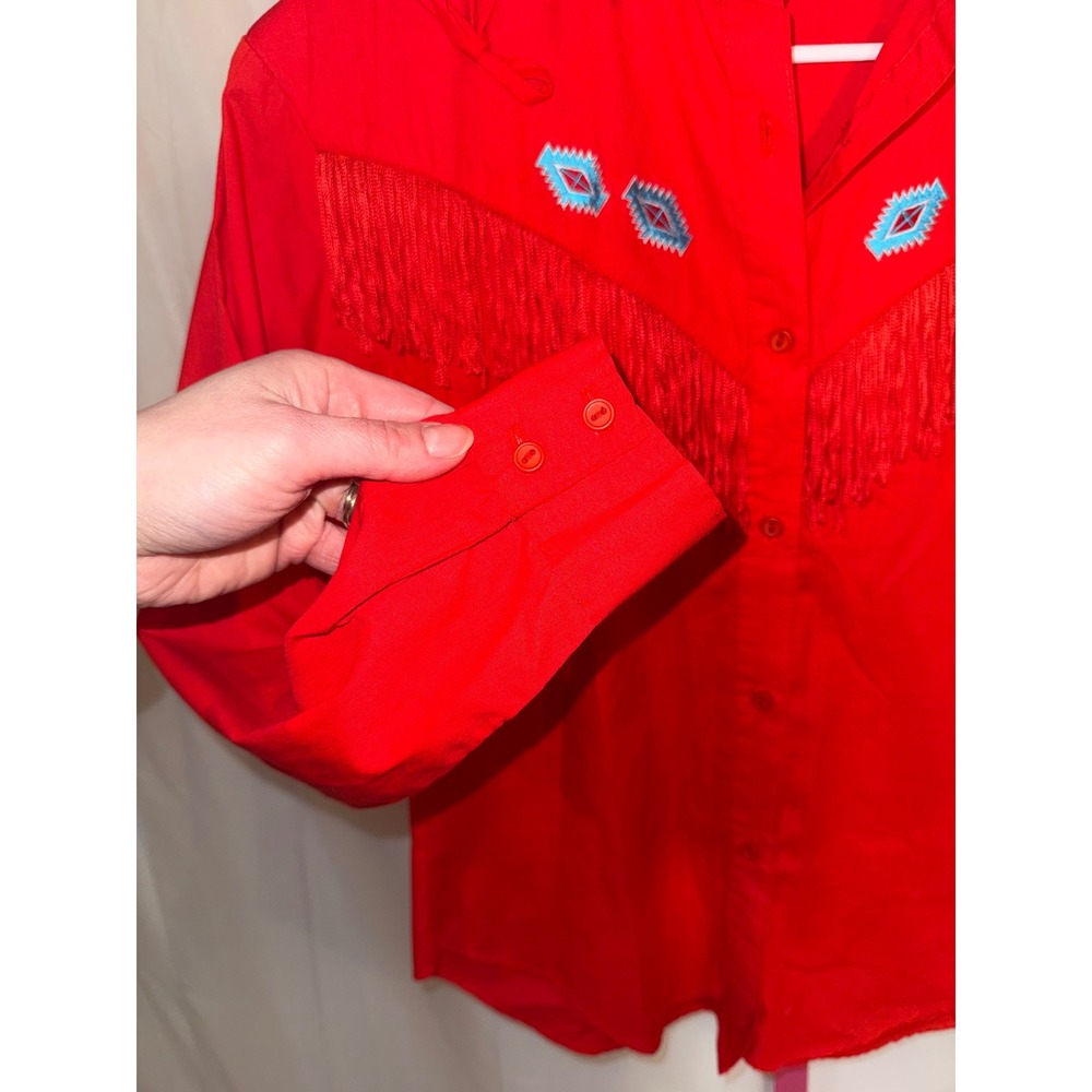 Western Collection Red Fringe Embroidered Western Shirt Womens Size 8 - Picture 5 of 8